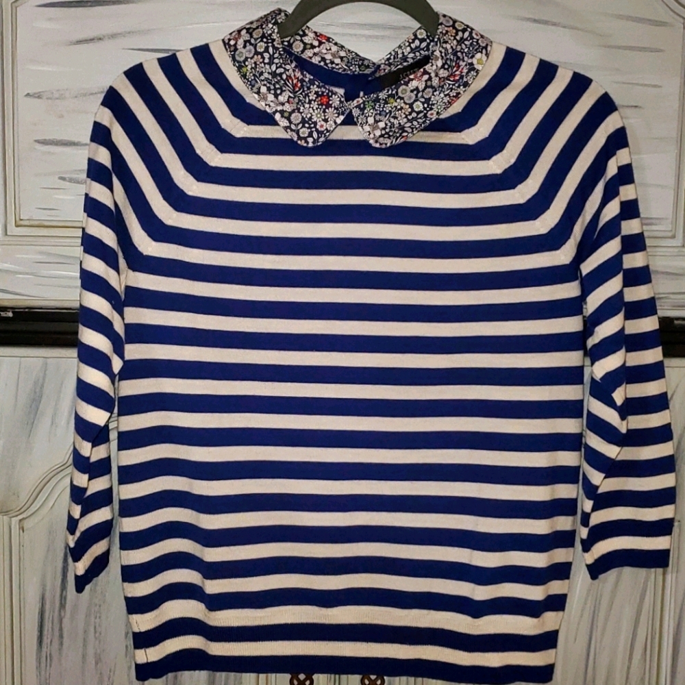 J. Crew Liberty collar Stripe Merino sweater